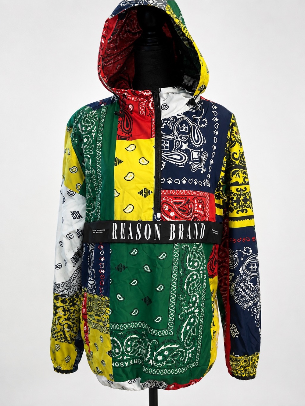 Men's Multicolor Patchwork Bandana Windbreaker Jacket
